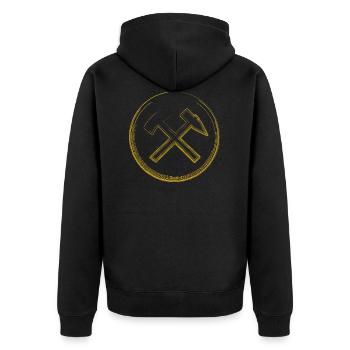 Ruhrpott Schlägel und Eisen Ruhrgebiet - Unisex Premium Bio Zip Hoodie - Schwarz - Hinten - Nico (187cm)