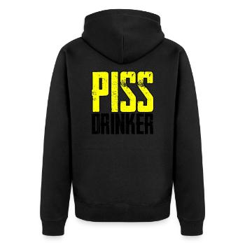 Piss Drinker 4 - Unisex Premium Bio Zip Hoodie - Schwarz - Hinten - Nico (187cm)