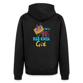 I'm a 90's R&b Kinda Girl - Unisex Premium Bio Zip Hoodie - Schwarz - Hinten - Nico (187cm)