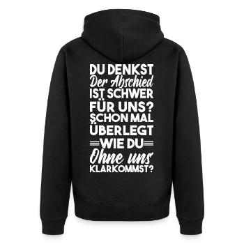 Abschiedsgeschenk Kollegen Jobwechsel - Unisex Premium Bio Zip Hoodie - Schwarz - Hinten - Nico (187cm)