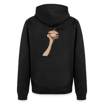 Vogel Strauß lustig - Unisex Premium Bio Zip Hoodie - Schwarz - Hinten - Nico (187cm)