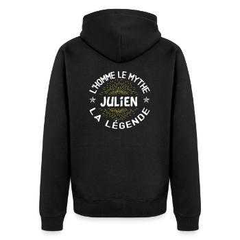 L'homme le mythe la légende - Cadeau Julien. - Veste à capuche bio Premium Unisexe - noir - Dos - Nico (187cm)