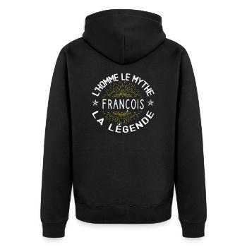 L'homme le mythe - Cadeau Anniversaire François - Veste à capuche bio Premium Unisexe - noir - Dos - Nico (187cm)