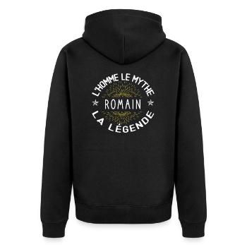 L'homme le mythe - Cadeau Anniversaire Romain - Veste à capuche bio Premium Unisexe - noir - Dos - Nico (187cm)