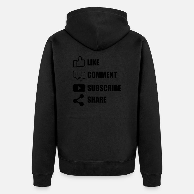 Like Comment Subscribe Share - Veste à capuche bio Premium Unisexe - noir