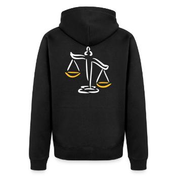 Scale of Justice, hand-drawn - Unisex Premium Organic Zip Hoodie - black - Back - Nico (187cm)