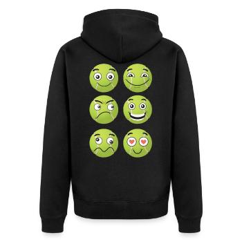 Tennis Comic Gesichter - Unisex Premium Bio Zip Hoodie - Schwarz - Hinten - Nico (187cm)