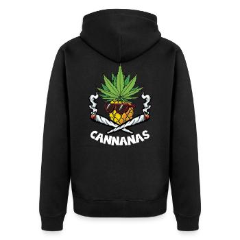 CANNANAS GRAS CANNABIS HANF KIFFEN KIFFER - Unisex Premium Bio Zip Hoodie - Schwarz - Hinten - Nico (187cm)