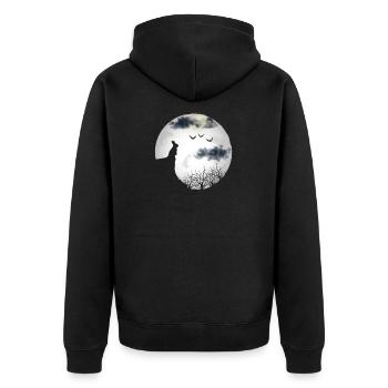 Halloween Mond Hase Häschen Geschenk - Unisex Premium Bio Zip Hoodie - Schwarz - Hinten - Nico (187cm)