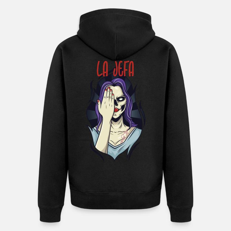 La Jefa - die Chefin - Unisex Premium Bio Zip Hoodie - Schwarz