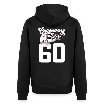 LEGENDARY 60. GEBURTSTAG DARTS LEGENDE 1961 - Unisex Premium Bio Zip Hoodie - Schwarz - Hinten - Nico (187cm)