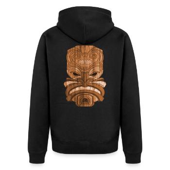 Tiki Mask Tiki Bar Hawaii Somme - Unisex Premium Organic Zip Hoodie - black - Back - Nico (187cm)
