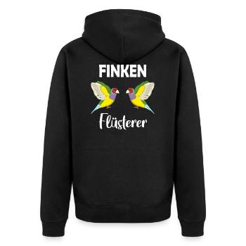 Finken-Flüsterer - Prachtfink Vogel - Unisex Premium Bio Zip Hoodie - Schwarz - Hinten - Nico (187cm)