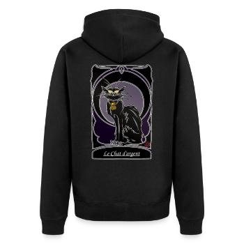 Chat d'argent folklore Bretagne Gascogne Provence - Veste à capuche bio Premium Unisexe - noir - Dos - Nico (187cm)