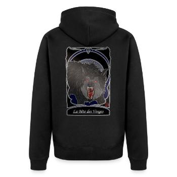 La Bete des Vosges - folklore Vosges - Unisex Premium Bio Zip Hoodie - Schwarz - Hinten - Nico (187cm)