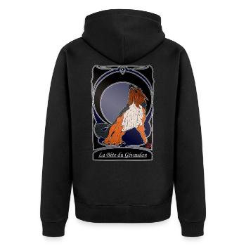 La Bete du Gevaudan - folklore Lozere Ardeche - Unisex Premium Bio Zip Hoodie - Schwarz - Hinten - Nico (187cm)