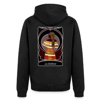 La Diablesse - folklore of French Guiana & West Indies - Unisex Premium Organic Zip Hoodie - black - Back - Nico (187cm)