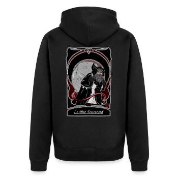 Pater Fouettard - Folklore Elsass (Frankreich) - Unisex Premium Bio Zip Hoodie - Schwarz - Hinten - Nico (187cm)