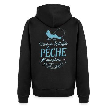Vive Retraite Pêche Apéro Pêcheur Retraité Humour - Veste à capuche bio Premium Unisexe - noir - Dos - Nico (187cm)