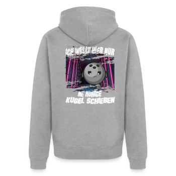 bowling legend balls x split bowl strike spare pin - Unisex Premium Bio Zip Hoodie - Grau meliert - Hinten - Nico (187cm)