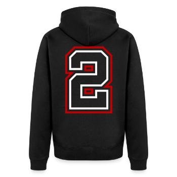 2 Number number - Unisex Premium Organic Zip Hoodie - black - Back - Nico (187cm)