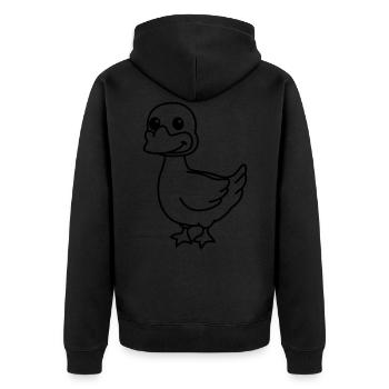 Gans Comic Tier - Unisex Premium Bio Zip Hoodie - Schwarz - Hinten - Nico (187cm)