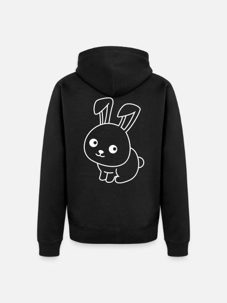 Hase Comic Tier - Unisex Premium Bio Zip Hoodie - Schwarz