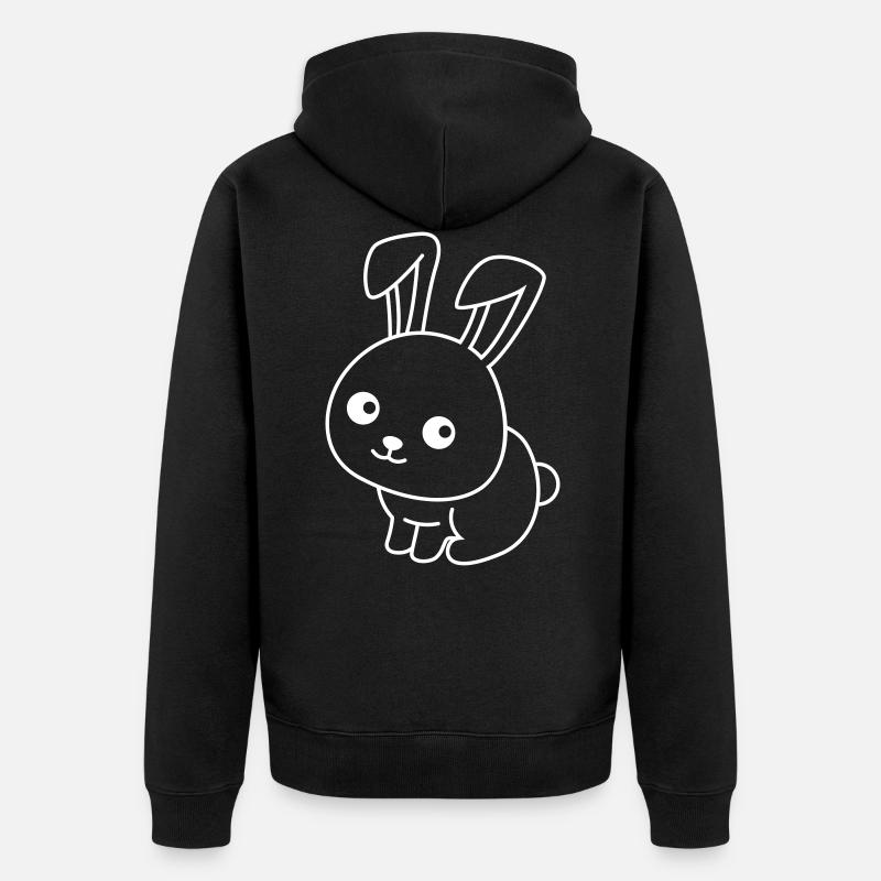 Hase Comic Tier - Unisex Premium Bio Zip Hoodie - Schwarz