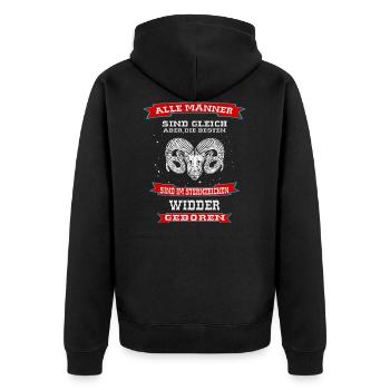 Sternzeichen Widder Design - Unisex Premium Bio Zip Hoodie - Schwarz - Hinten - Nico (187cm)
