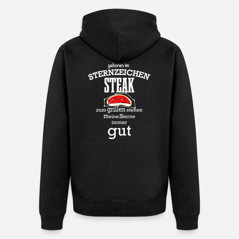 Sternzeichen Steak - Unisex Premium Bio Zip Hoodie - Schwarz