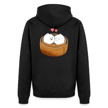 Dumpling Love - Unisex Premium Organic Zip Hoodie - black - Back - Nico (187cm)