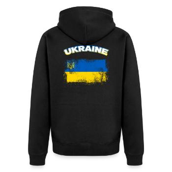 Ukraine - Unisex Premium Bio Zip Hoodie - Schwarz - Hinten - Nico (187cm)