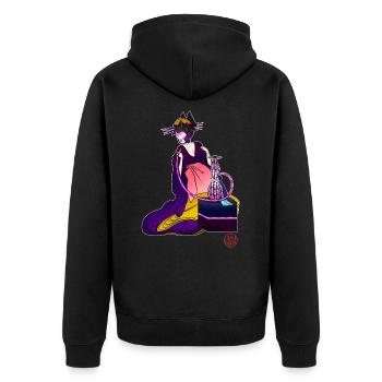 Bijinga Femme futuriste et shisha - Veste à capuche bio Premium Unisexe - noir - Dos - Nico (187cm)