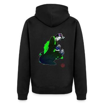 Bijinga tea ceremony and humanoid robot - Unisex Premium Organic Zip Hoodie - black - Back - Nico (187cm)