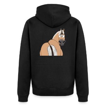 Fjordpferd - Unisex Premium Bio Zip Hoodie - Schwarz - Hinten - Nico (187cm)