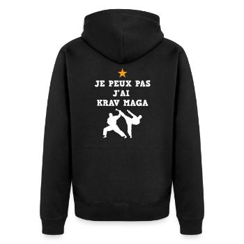 Je peux pas j'ai krav maga - Veste à capuche bio Premium Unisexe - noir - Dos - Nico (187cm)