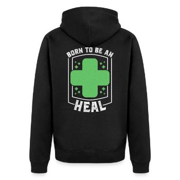Born to be Heal MMORPG RPG Heal - Unisex Premium Organic Zip Hoodie - black - Back - Nico (187cm)
