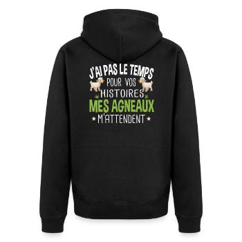Agneau Animal Cadeau Humour Brebis Mouton Chèvre - Veste à capuche bio Premium Unisexe - noir - Dos - Nico (187cm)