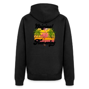 Original Flamazing Flamingo Sommer Party Feiern - Unisex Premium Bio Zip Hoodie - Schwarz - Hinten - Nico (187cm)