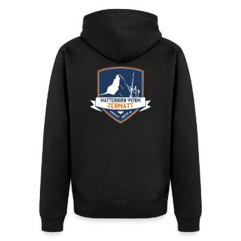 zermatt metterhorn ecusson - Unisex Premium Organic Zip Hoodie - black - Back - Nico (187cm)