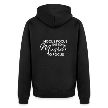Hocus Pocus (hell) - Unisex Premium Bio Zip Hoodie - Schwarz - Hinten - Nico (187cm)