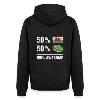 50% Wales 50% Rugby 100% Awesome Wales Rugby - Unisex Premium Organic Zip Hoodie - black - Back - Nico (187cm)