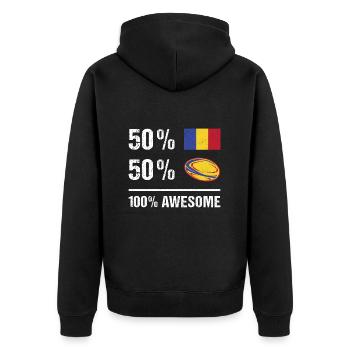 50 % Roumanie 50 % Rugby 100 % Génial Roumanie Rugby - Veste à capuche bio Premium Unisexe - noir - Dos - Nico (187cm)