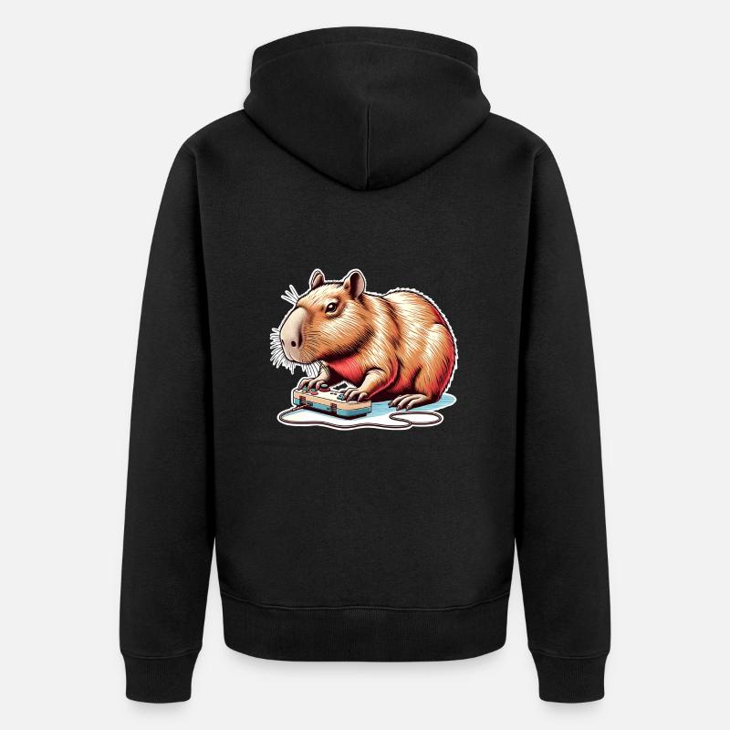 Capybara Nerd du jeu - Veste à capuche bio Premium Unisexe - noir