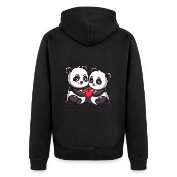 Panda Paar Liebe Valentinstag - Unisex Premium Bio Zip Hoodie - Schwarz - Hinten - Nico (187cm)