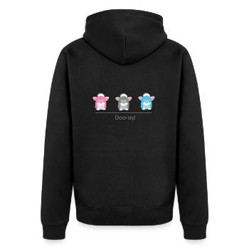 Furby Doo-ay! Three Cute Baby Furbies - Unisex Premium Organic Zip Hoodie - black - Back - Nico (187cm)