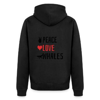 Peace Love Whales - Heart - Unisex Premium Organic Zip Hoodie - black - Back - Nico (187cm)