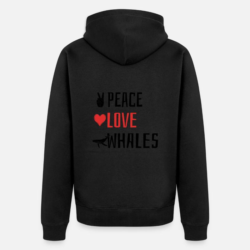 Paix Amour Baleines - Coeur - Veste à capuche bio Premium Unisexe - noir