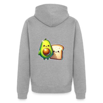 Avocado Toast - Unisex Premium Bio Zip Hoodie - Grau meliert - Hinten - Nico (187cm)