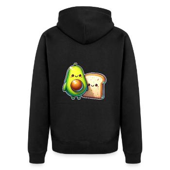 Avocado Toast - Unisex Premium Bio Zip Hoodie - Schwarz - Hinten - Nico (187cm)